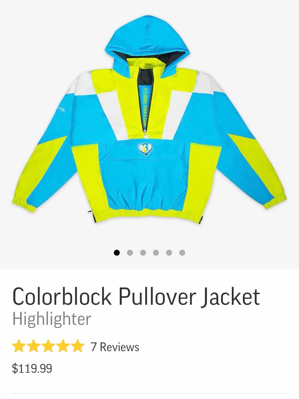 Authentic Baseball Lifestyle 101 Colorblock Pullover Jacket - Blue & Neon Yellow